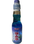 Ramune Japanese Marble Soda Blueberry Flavor 6 Glass Bottles Natural Carbonated Beverage