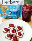 Flackers Organic Sea Salt Flaxseed Crackers Gluten Free Non GMO Vegan Keto Snack 9g Fiber 1g Net Carb 5 Ounce 4Pack