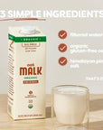 Malk Organic Original Oat Milk 32 fl oz  6 pack  Shelf Stable Non GMO Gluten Free Dairy Free Plant Based Vegan