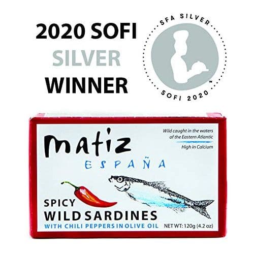 Matiz Sardines Variety Pack Wild Caught Spanish Waters  10 Tins  In Olive Oil Sweet Piquillo Pepper Spicy Piri Piri Pepper and Lemon Essence