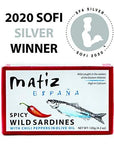 Matiz Sardines Variety Pack Wild Caught Spanish Waters  10 Tins  In Olive Oil Sweet Piquillo Pepper Spicy Piri Piri Pepper and Lemon Essence