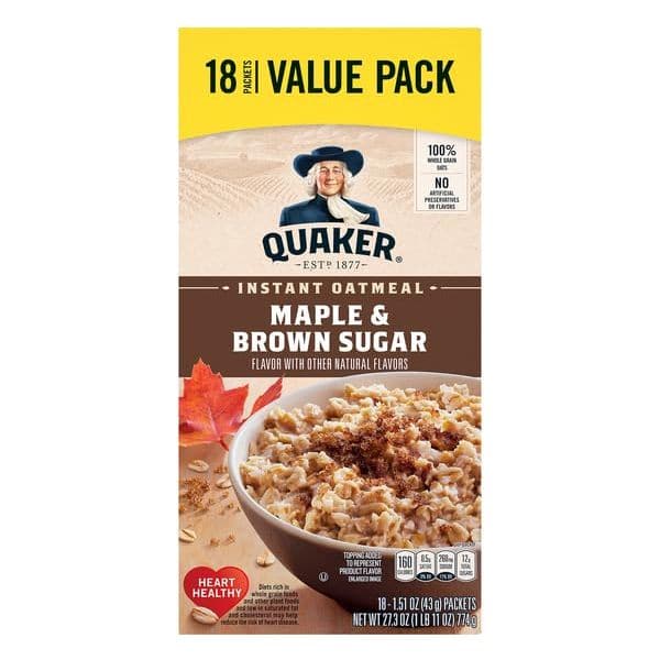 Generic Instant Oatmeal Maple and Brown Sugar Value Pack 18 Packets