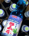 Ramune Japanese Marble Soda Blueberry Flavor 6 Glass Bottles Natural Carbonated Beverage