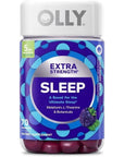 OLLY Extra Strength Sleep Gummies, Value Size, 5 mg Melatonin, L-Theanine, Chamomile, Lemon Balm, Sleep Aid, BlackBerry Flavor - 70 Count