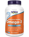 NOW Supplements, Omega-3 180 EPA / 120 DHA, Molecularly Distilled, Cardiovascular Support*, 200 Softgels