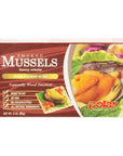 Generic Smoked Mussels Fancy Whole Hand  Packed in Oil Naturally Wood Smoked NET WT 3 OZ 85 g Ready to Eat BPA Free No Preservatives All Natural Ingredients