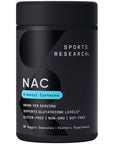 Sports Research Vegan NAC Supplement (N-Acetyl Cysteine) 600 mg - Supports Antioxidant Activity - Non-GMO 90 NAC Powder Capsules - NAC 600 mg - N-Acetyl-L-Cysteine - N Acetyl Cysteine