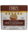 Pride Of India - Spicy Chickpea Masala Papadum Lentil Crisp, Pack of 6 - 10 count Box (3.53oz - 100gm) - Instant Popping Chips, Gluten-Free Crackers, Healthy Indian Snacks