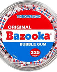 Bazooka Bubble Gum 225 Count Individually Wrapped Chewing Gum - Original Bubble Gum - Pink Chewing Bubble Gum Bulk Tub - Fun Holiday Stocking Stuffers - Bulk Candy Gift Stocking Stuffer For Kids