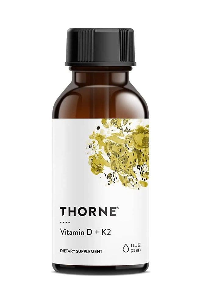 Thorne Vitamin D + K2 Liquid with a metered Dispenser - Vitamins D3 and K2 to Support Healthy Bones and Muscles* - 1 Fl Oz (30 ml) - 600 Servings