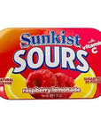 Sunkist Sours Raspberry Lemonade Vitamin C Sugar Free Sour Candy 176 Ounce Tin  6 Count Tray