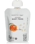 White Leaf Provisions Biodynamic Organic Baby Food - 12 x 3.17 Oz Peach + Oat Unsweetened Baby Puree Pouches - Squeezable Baby Food & Toddler Snack