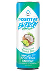 Positive Energy Beverage Tropical Bliss  12oz Can Pack of 12  Zero Sugar Energy Drink Supports Immunity and Hydration