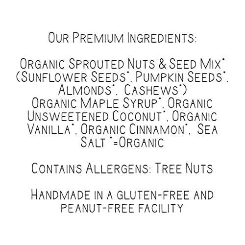 Lark Ellen Farm Vanilla Cinnamon Grain Free Granola Organic Raw Sprouted Certified Organic Low Sugar Vegan Granola Clusters Paleo Granola Crunchy Gluten Free Granola Bites for Cereal or Yogurt 8 oz 6 Pack