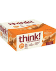 think! Protein Bars, High Protein Snacks, Gluten Free, Sugar Free Energy Bar with Whey Protein Isolate, Creamy Peanut Butter, Nutrition Bars without Artificial Sweeteners, 2.1 Oz (10 Count)