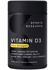 Sports Research Vitamin D3 5000 IU with Coconut MCT Oil - High Potency Vitamin D Supplement for Immune & Bone Support - Non-GMO Verified, Gluten & Soy Free - 125mcg, 30 Liquid Softgels