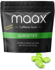 Maax Caffeine Energy Gum  125mg of caffeine per piece  Spearmint  125 total pieces per bag  Focus Supplement