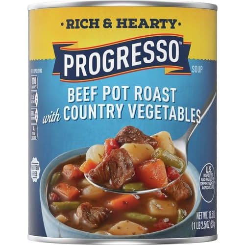 Progresso Beef Pot Roast with Country Vegetables Soup, Rich and Hearty Canned Soup, Gluten Free, 18.5 oz