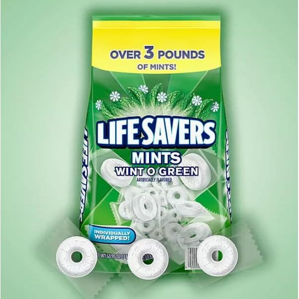 LifeSavers Wint O Green Breath Mints Bulk Hard Candy Candies 5395 oz 33 lbs