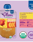 Plum Organics Stage 2 Organic Baby Food - Peach, Banana, and Apricot - 4 oz Pouch (Pack of 6) - Organic Fruit and Vegetable Baby Food Pouch