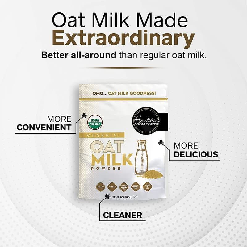 Oat Milk Powder 7oz  Natural and Plant Based Milk with a Clean Formula  GlutenFree Vegan USDA Organic Certified NonGMO Dairy Free and Lactose Free Milk Powder with No Refrigeration Required