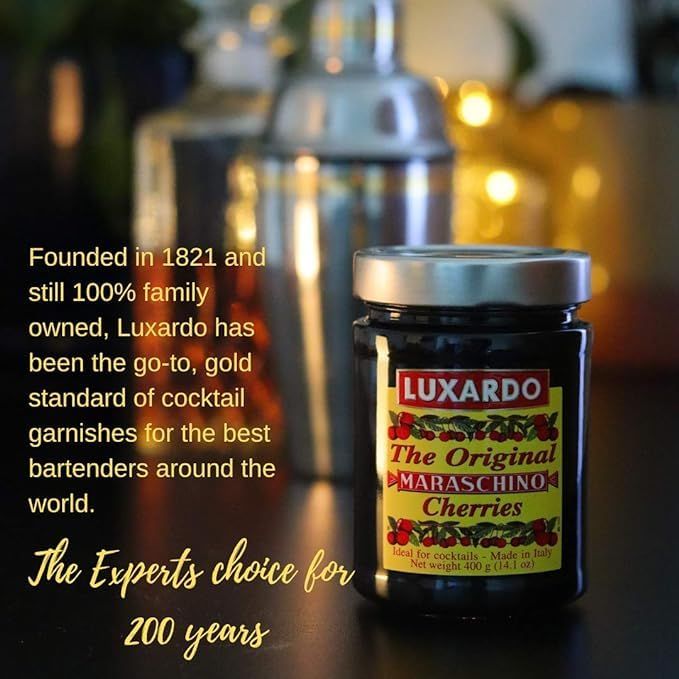 Luxardo Gourmet Cocktail Maraschino Cherries  for Old Fashioned Manhattan and Desserts  Packed in Special Protective Bubble 400G Jar