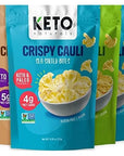 Cauliflower Chips Keto bites cauliflower thins Variety Pack 4 Pack healthy vegetable chips & crisps gluten free cauliflower bites snacks, ketogenic diet friendly, mediterranean, vegan, paleo