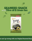 DaechunChois1 Seaweed Snack Pack of 20 Original Sea Salt Green Tea Powder Product of Korea