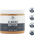 Fresh Vintage Farms Almond Butter, Extra Smooth, No Sugar, No Salt, Non GMO, Gluten Free, Paleo, KETO, Sustainably Farmed, California Grown, 16 oz