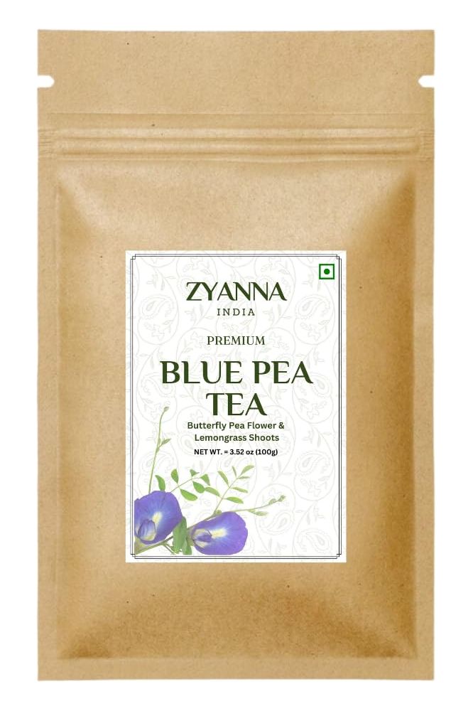 Zyanna Blue Pea Tea  Butterfly Pea Flower Tea with Lemongrass 353oz100g50 Cups Caffeine Free Drinks Food Coloring Iced Teas Cocktails  100 Natural  Brew Hot or Cold