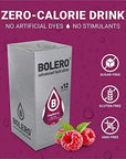 BOLERO  Rasberry Flavored Sugar Free and Low Calorie Powdered Drink Mix Makes 12 Gallon for Strong Flavor or 1 Gallon for Mild Flavor 12 Large Sachets  Europes Favorite Drink Mix