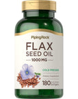 Flaxseed Oil 1000mg Softgel Capsules | 180 Count | Cold Pressed Supplement | Non-GMO, Gluten Free | by Piping Rock