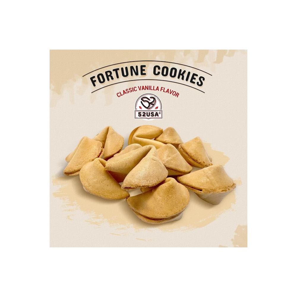 52USA Fortune Cookies Approx 25pcs Vanilla Flavor Fortune Cookies Individually Wrapped Bulk Fresh Cookies 4oz - Whlsome - Cookies &amp; Biscuits