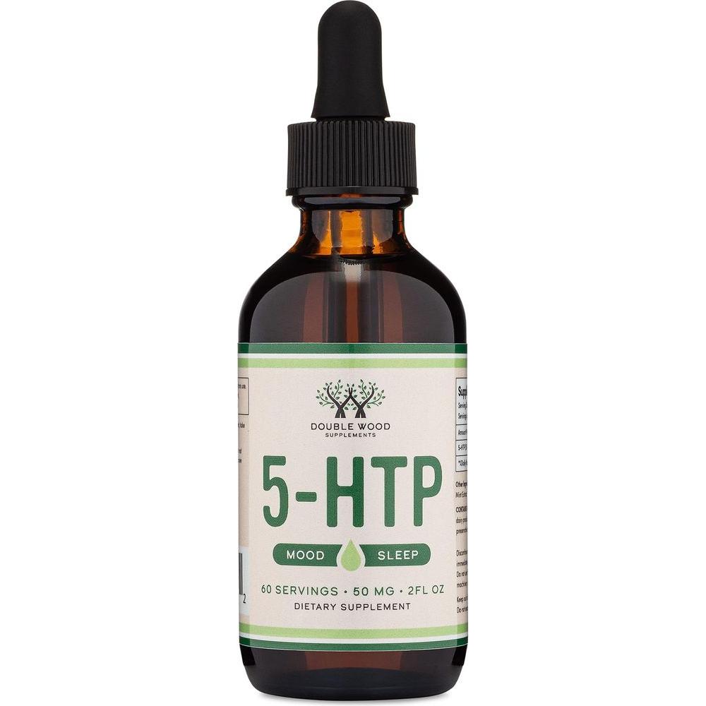 5HTP Liquid Drops - More Absorbable and Effective Than 5 HTP Capsules (60 Servings of 50mg 99%+ 5 - HTP) Serotonin Supplement for Mood, Sleep, and Relaxation (Manufactured in The USA) by Double Wood - Whlsome - Vitamins & Supplements