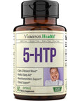 5HTP Serotonin Supplements for Women & Men. Sleep Aid & Occasional Stress Support - 5 HTP Plus Supplement 200 mg with Calcium for Sleep, Calm Mood, & Neurotransmitter Support. 60 Capsules made in USA - Whlsome - Vitamins & Supplements