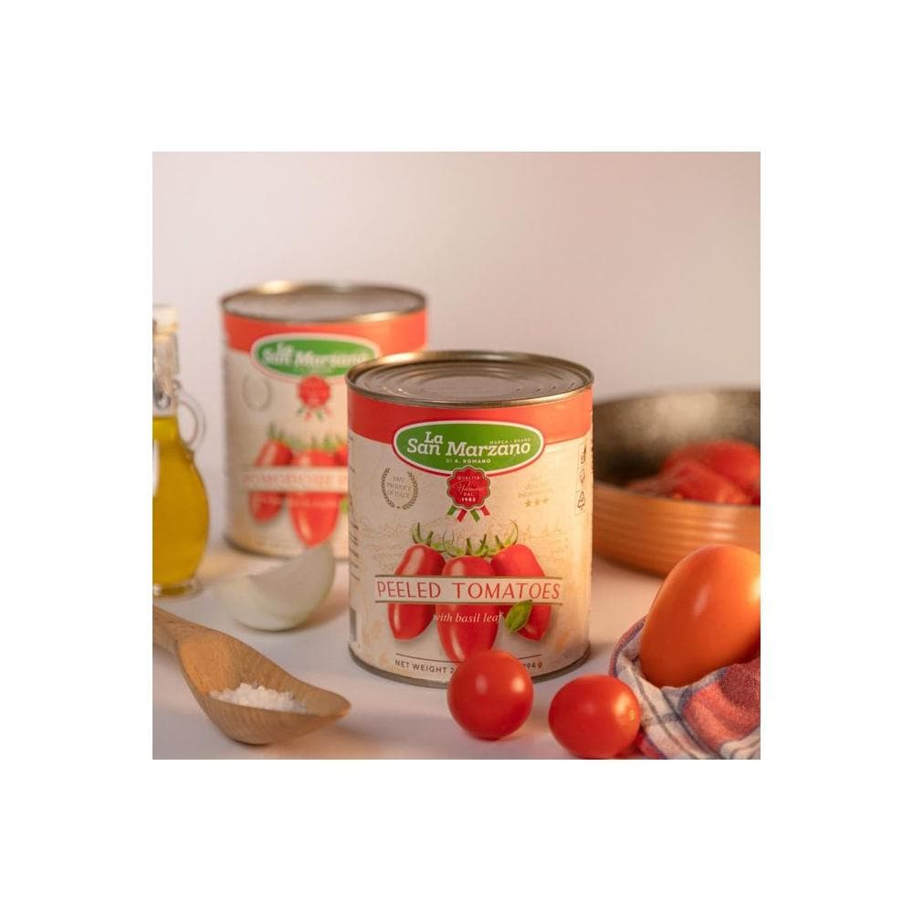 6 Pack La San Marzano Italian Whole Peeled Tomatoes in Puree with Basil non dop Packed in San Marzano Product of Italy 6 x 28 Oz can Packed in San Marzano region of Italy by La Regina - Whlsome - Vegetable Snacks