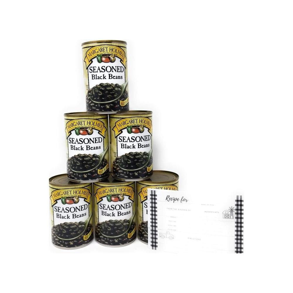 6 Pack Of Margaret Holmes Seasoned Black Beans With JFS Recipe Card - Whlsome - Canned Beans