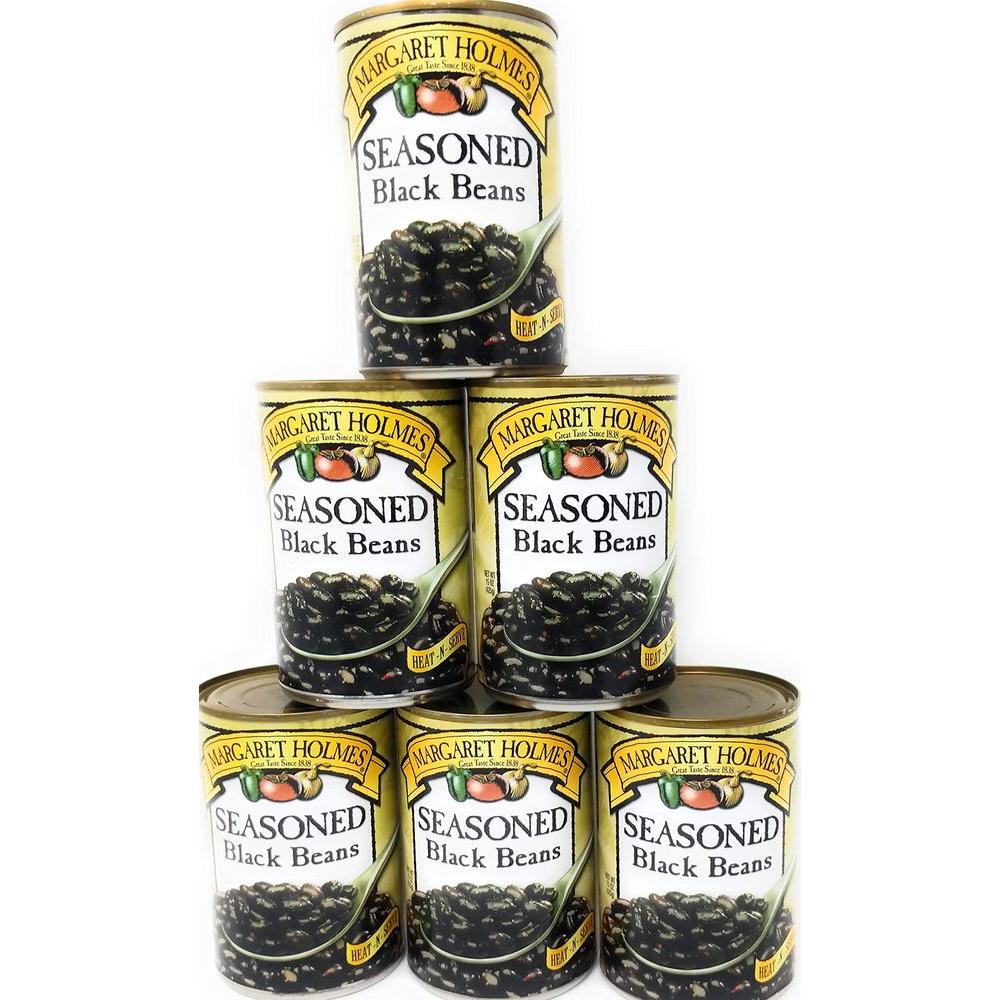 6 Pack Of Margaret Holmes Seasoned Black Beans With JFS Recipe Card - Whlsome - Canned Beans