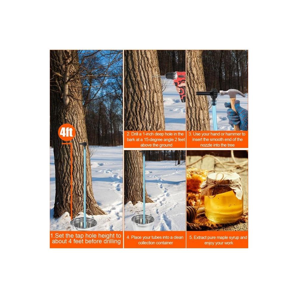 6 Set Maple Syrup Tree Tapping Kit Maple Sugaring Starter Kit 6 Tree Taps 6 2ft Maple Syrup Collecting Pipes Sap Tapping Kit Supplies for Maple Syrup Sap Collection - Whlsome - Maple Syrup