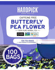 HANDPICK Butterfly Pea Flower Tea 100 Herbal Tea Bags Blue Tea  Caffeine Free Non GMO  Premium Dried Butterfly Pea Flowers For Blue  Purple Drinks Food Coloring  Iced Teas Coolers Cocktails