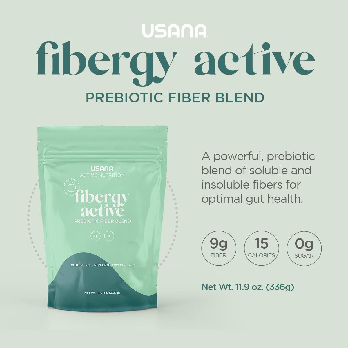 USANA Fibergy Active with Prebiotic Fiber for Gut Health – Non-GMO – Gluten Free