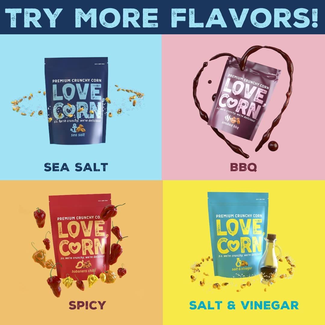 LOVE CORN Sea Salt 16oz x 1 Bag  Delicious Crunchy Corn  Healthy Family Snacks  Gluten Free Kosher NonGMO Alternative for Chips Nuts Crackers  Pretzels  Perfect for Charcuterie Boards