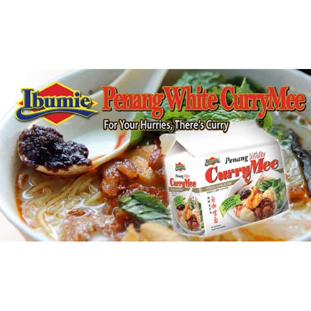 Ibumie Penang White Curry Mee White Curry Flavour Instant Soup Ramen Noodles 8 Packs x 105g  Free 2 sticks Essenso coffee