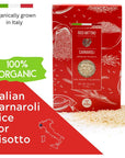 RISO MITTINO Organic Carnaroli Rice For Risotto 355 Oz Pack  Imported from Italy  Vacuum Packed Fresh  Brava Giulia Choice Selection of Premium Italian Rice