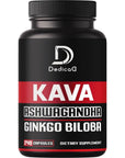 DEDICAD 3in1 Kava Kava Capsules 1200mg with Ashwagandha Root & Ginkgo Biloba - 240 Capsules