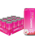 AminoLean Berry Alixir Energy Drink MINIS  Sugar Free Anytime Energy with Natural Caffeine No Jitters Tingles or Crash Vegan Amino Acids 8 oz 12 Pack