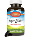 Carlson - Super 2 Daily, Multi + Omega-3s + Lutein + D3, Heart & Vision Health, Optimal Wellness, Daily Multivitamin with Omega-3s and Lutein, 60 Softgels