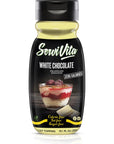 Sugar Free WHITE CHOCOLATE Syrup Zero Calories and Fat Free Topping 111 FL OZ  No Sugar White Chocolate Syrup Dessert Topping GlutenFree NonGMO Vegan and Keto Friendly  ServiVita