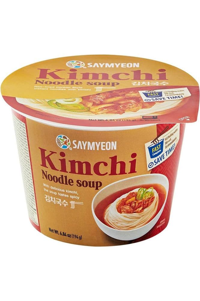 SAYMYEON Kimchi Noodle Soup, Non-fried Korean Food Cup Ramen Guksu, Thin Noodle with Kimchi Soup, 6.84 Ounce, 1EA