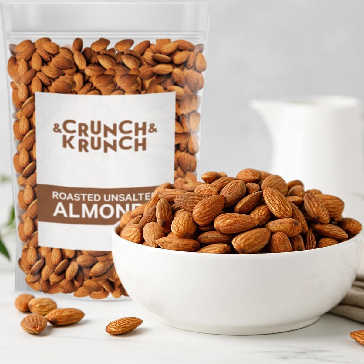 Roasted Almonds Unsalted  Fresh and Delicious Guilt Free Healthy Keto Snack Whole Unsalted Nuts Steam Pasteurized Packed in Resealable Bag Low Calories Vegan GlutenFree 3lb